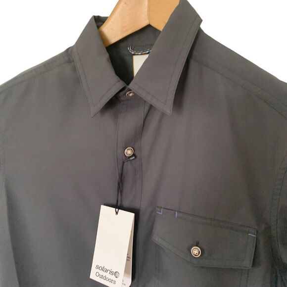 Solaris Gray Vented Fishing Shirt Mens Small Moisture Wicking Quick Dry NEW - Picture 3 of 8